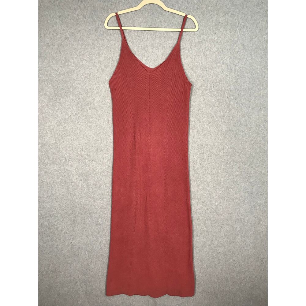 Freshman 1996‎ Dress Womens XL Pink Maxi Sweater Knit Ribbed Tank Preppy Summer